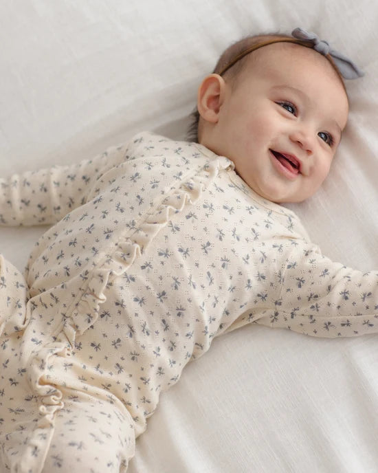 Ruffle Jumpsuit Blue Ditsy - Natural | Quincy Mae