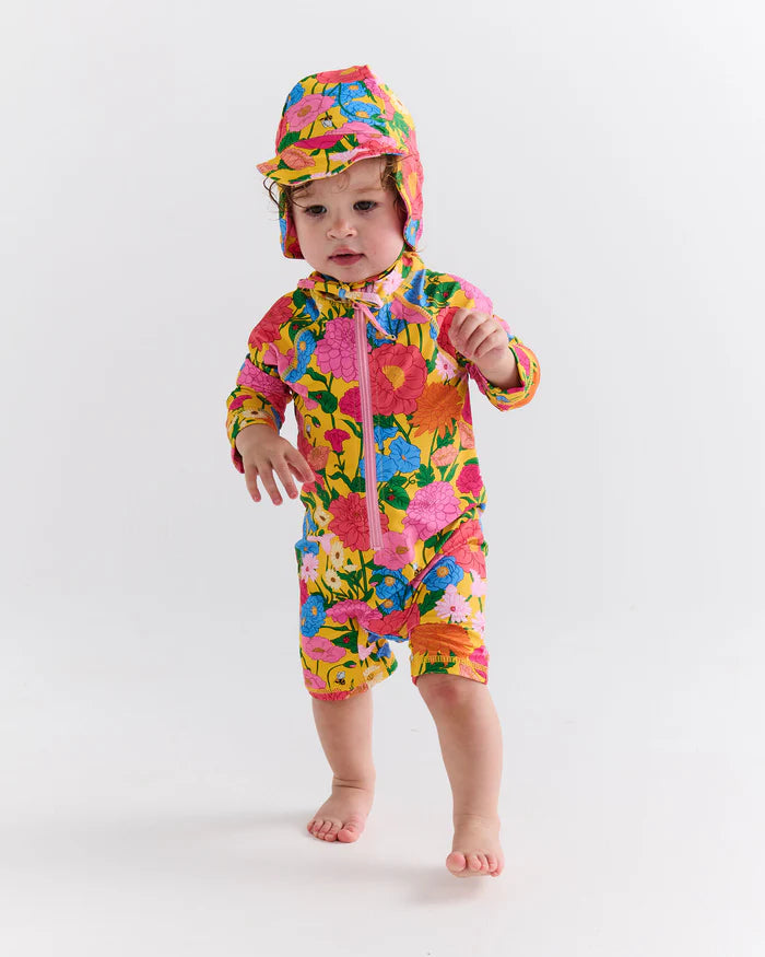 Follow The Sun Yellow Baby Long Sleeve Zip Bathers | Kip & Co