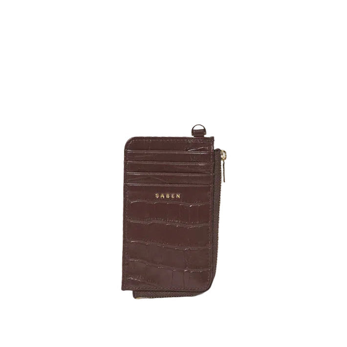 Winona Card Holder | Espresso Croc | Saben