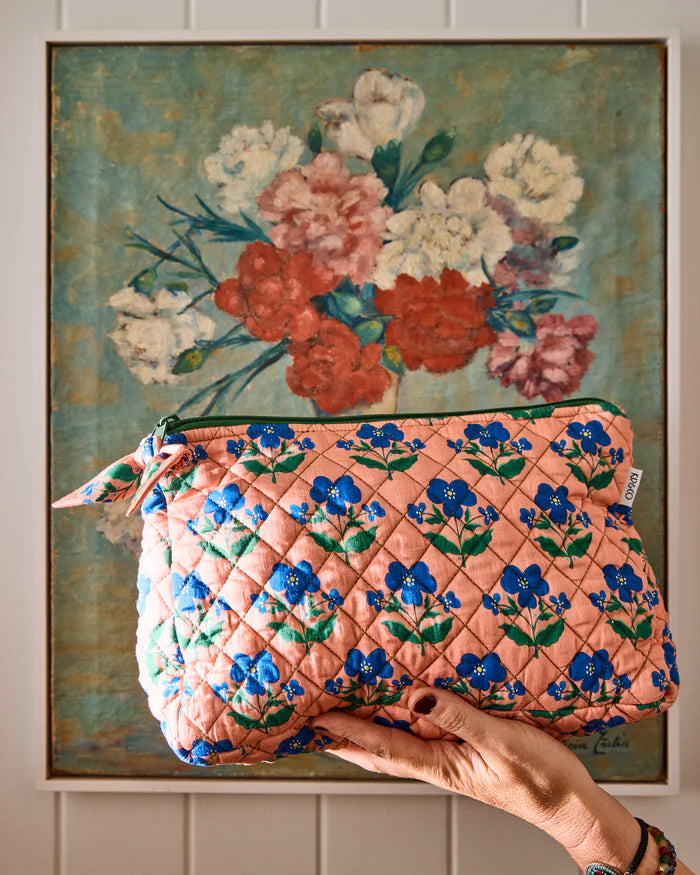 Quilted Cotton Toiletry Purse - Indian Summer Rose | Kip & Co x Anna Spiro