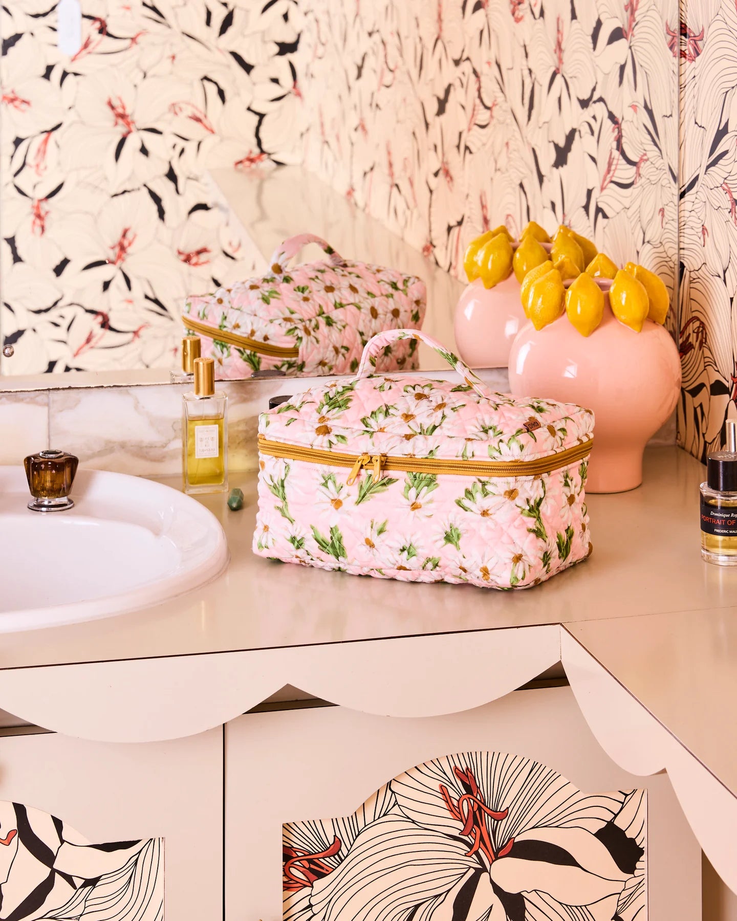 Sweet Daisy Quilted Cotton Toiletry Case | Kip & Co
