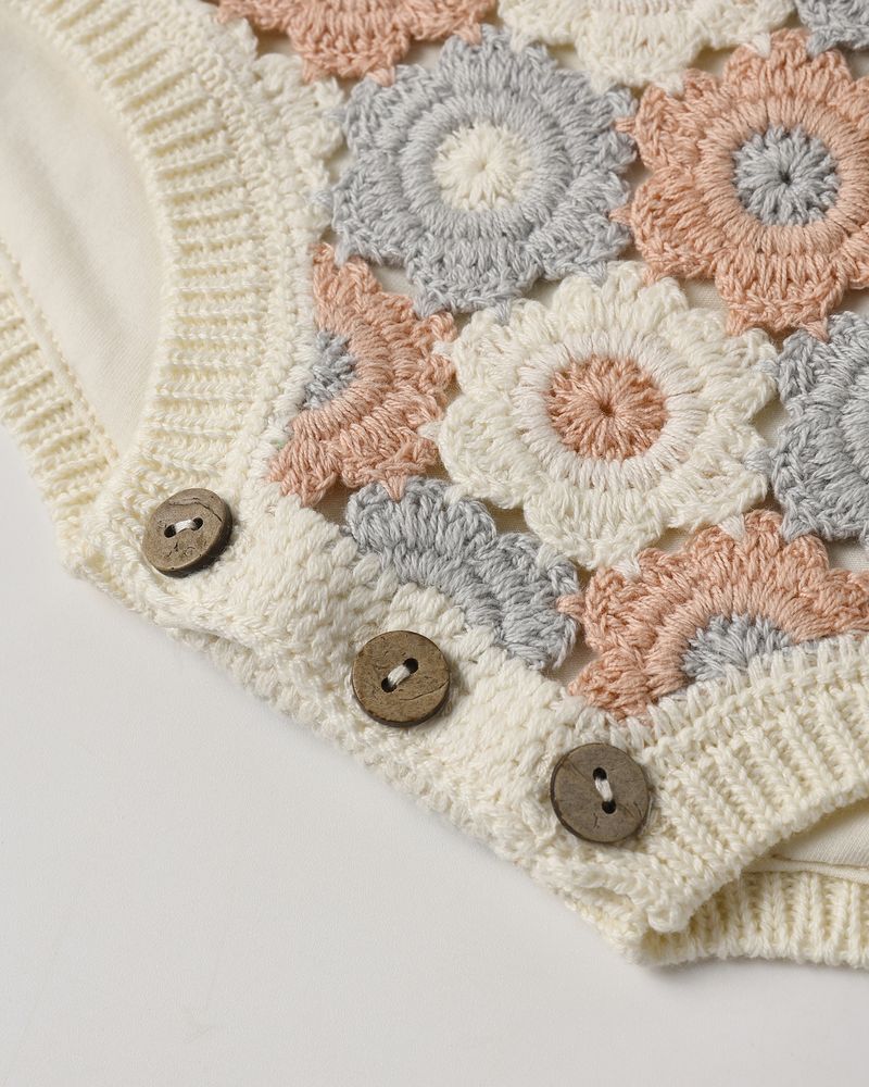 Crochet Romper || Blue, Light Pink, Ivory | Rylee + Cru