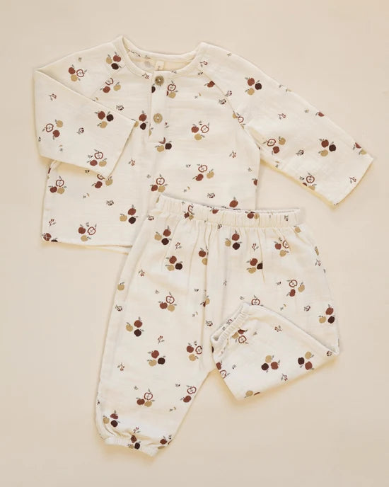 Woven Pant Apples - Natural | Quincy Mae