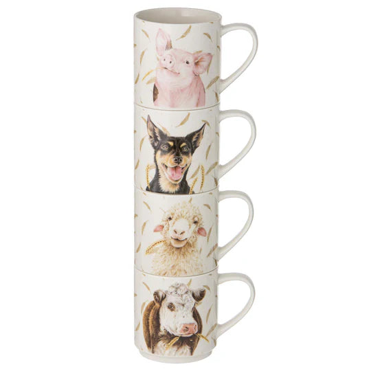 Farmyard Faces 2 Stackable 4pk Mug | Ashdene