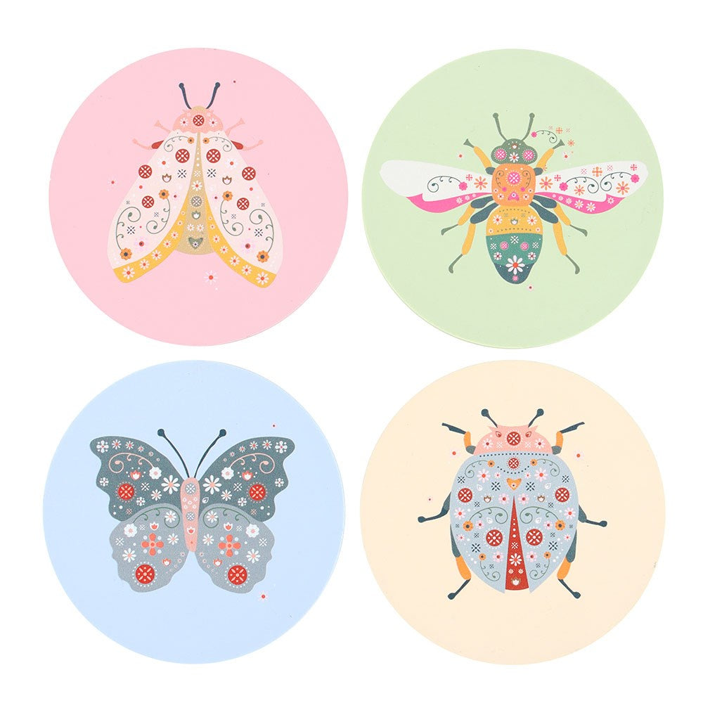 Floral Bug Coasters - Set of 4 | Nibble