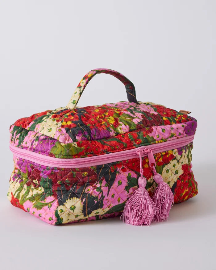 Quilted Cotton Toiletry Case - Australian Bush Blossom | Kip & Co