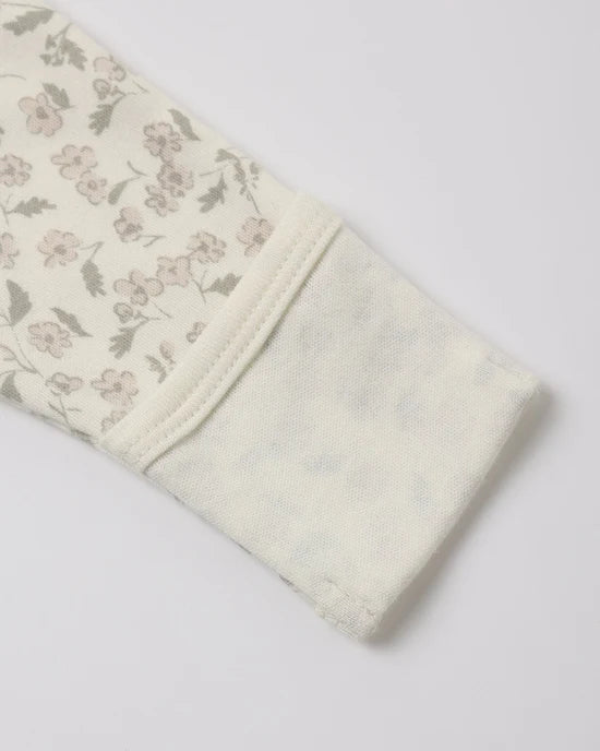 Side Snap Bodysuit + Pant Set Floret - Lilac | Quincy Mae