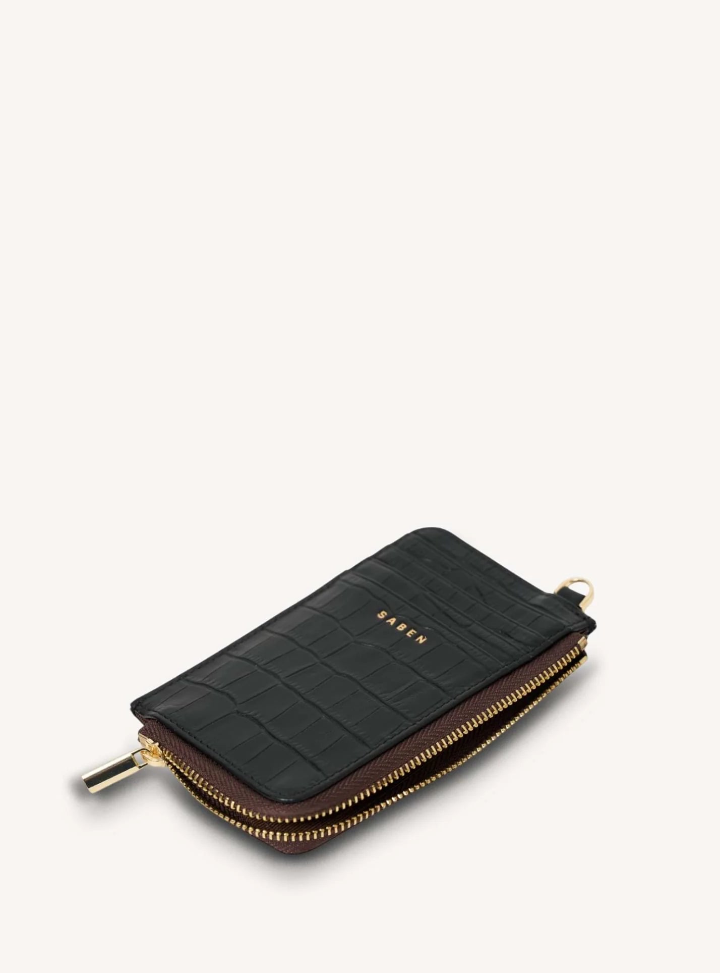 Winona Card Holder | Black Croc | Saben