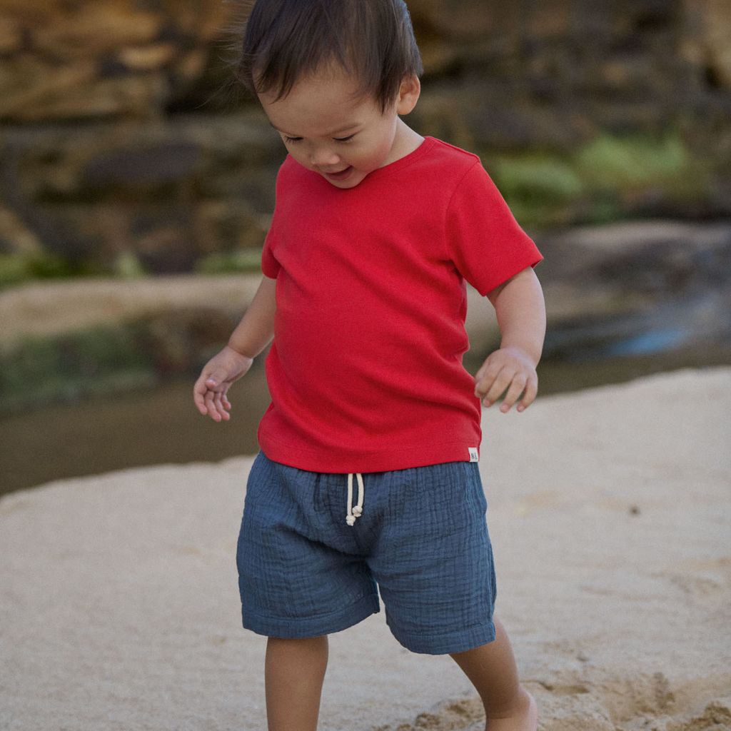 JAMES SHORTS MUSLIN - Vintage Indigo | Nature Baby