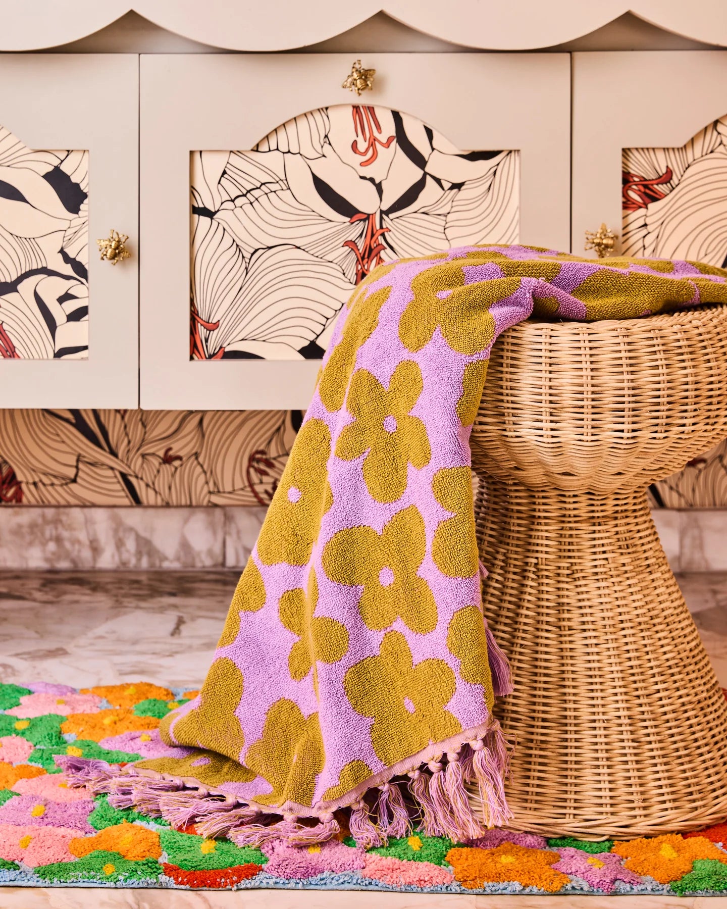Big Flower Terry Bath Sheet | Kip & Co