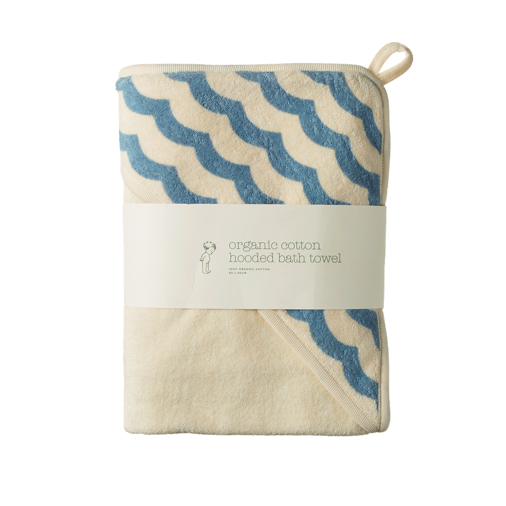 HOODED TOWEL - Waves Print - OS | Nature Baby