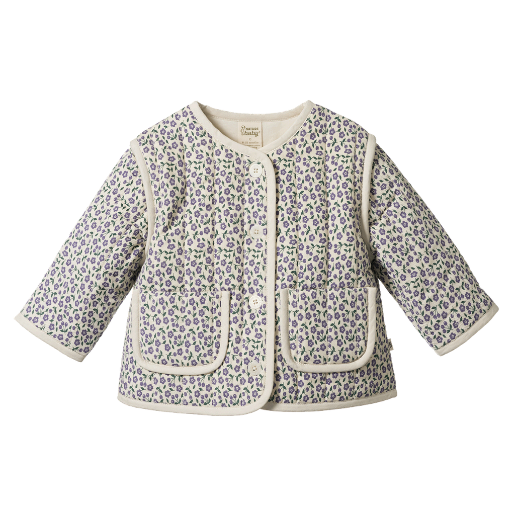EDITH QUILTED JACKET - Briarwood Heron Print | Nature Baby