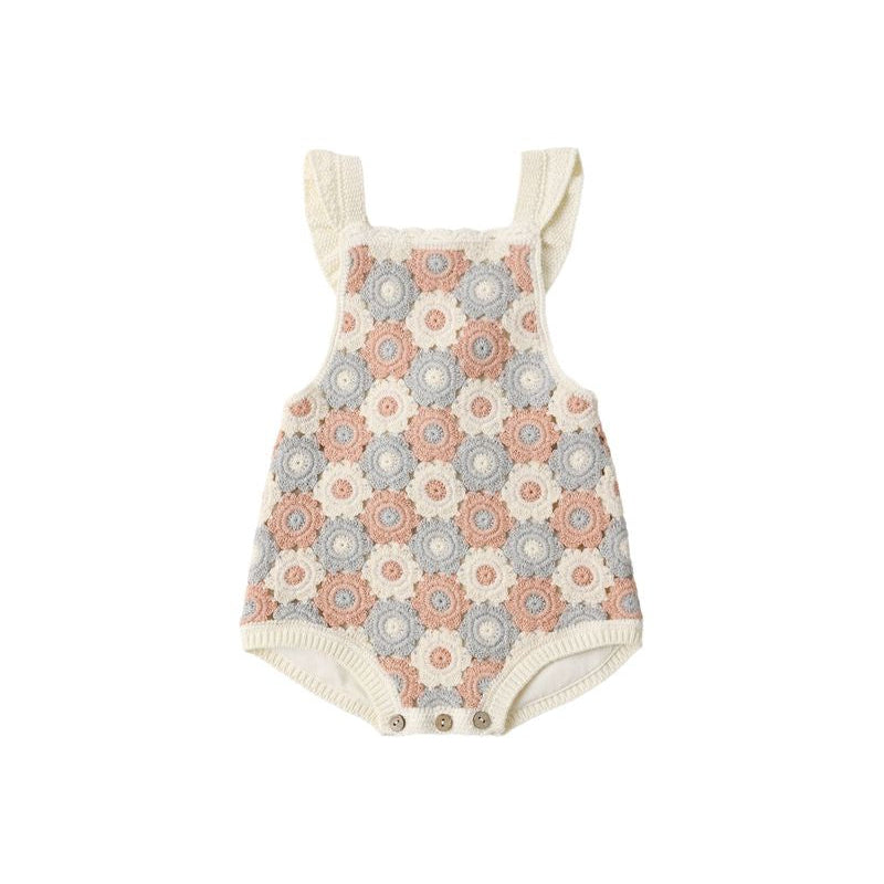 Crochet Romper || Blue, Light Pink, Ivory | Rylee + Cru