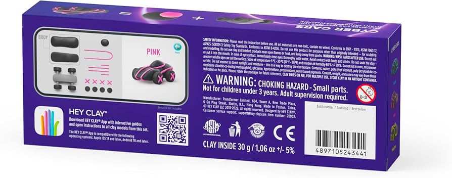 CYBER CAR (PINK), 2 cans, 1 car base, insert with stickers | Hey Clay