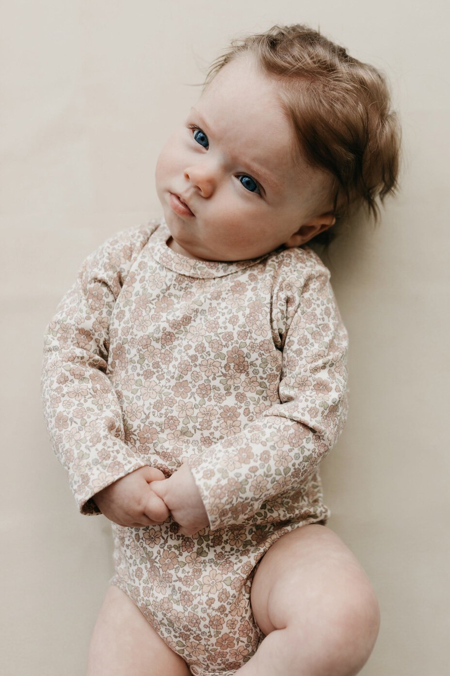 Organic Cotton Long Sleeve Bodysuit - Chloe Floral Tofu | Jamie Kay