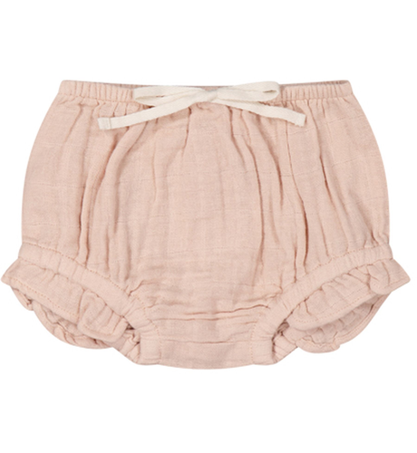 Organic Cotton Muslin Frill Bloomer - Misty Pink | Jamie Kay