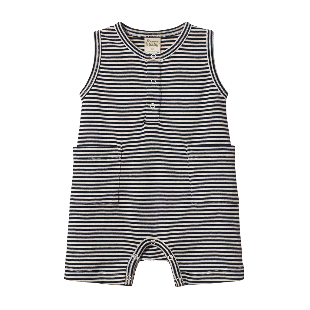 CAMPER SUIT. Navy Stripe | Nature Baby