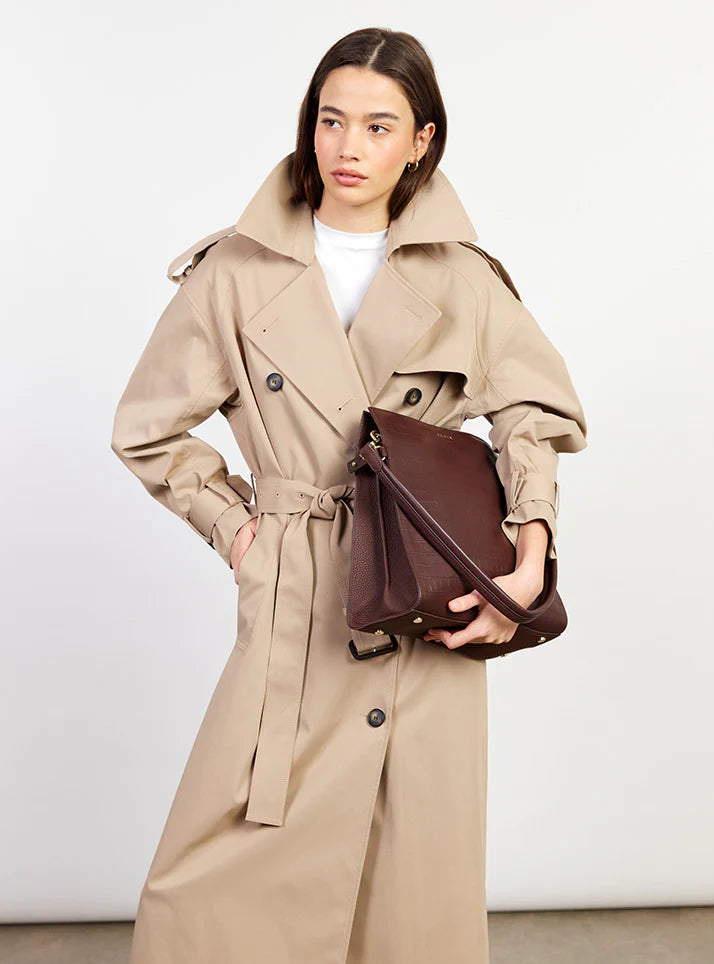 Beatrice Shoulder Bag - Espresso Croc | Saben
