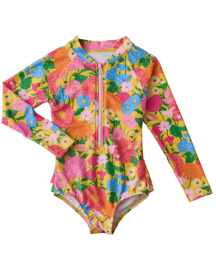Follow The Sun Yellow Long Sleeve Bathers | Kip & Co