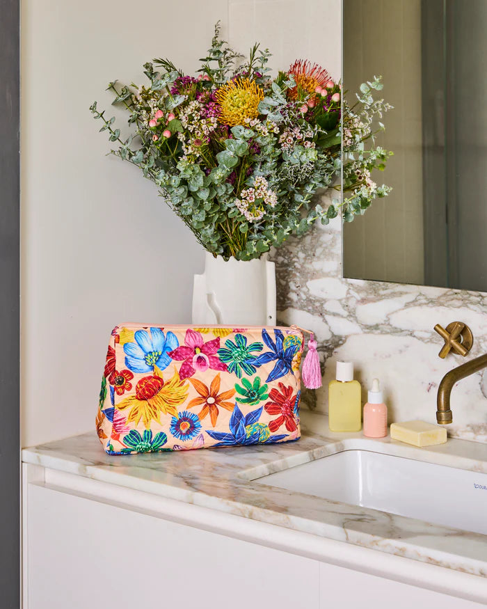Wild Flowers in Bloom Quilted Cotton Toiletry Purse | Kip & Co