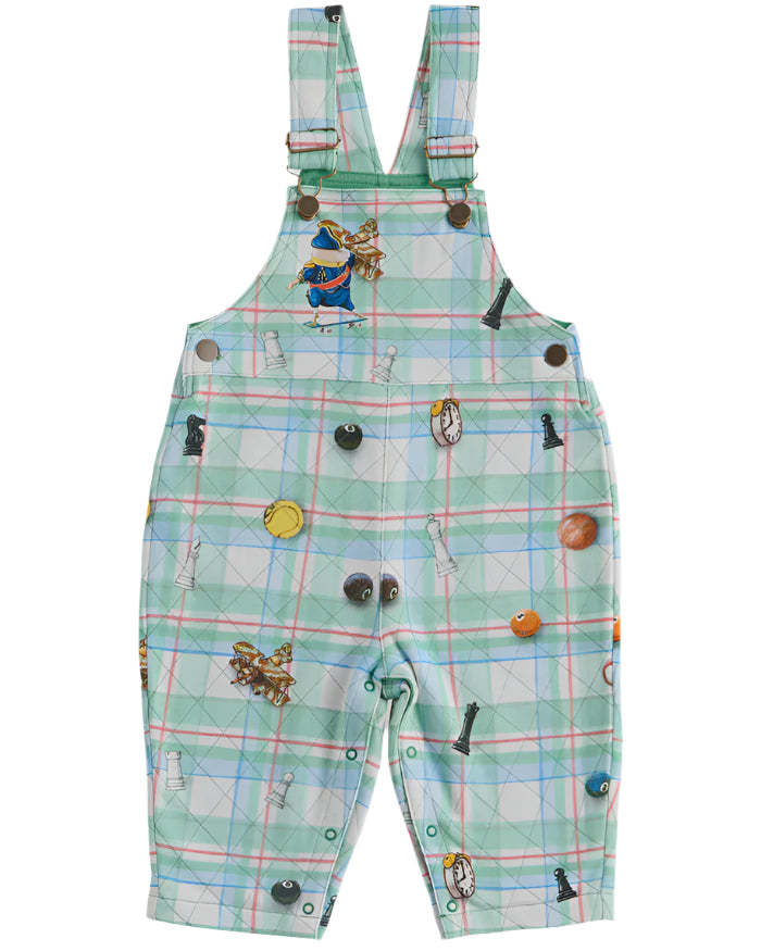 Kip&Co x Eleventh Hour Snookered Tartan Organic Cotton  Quilted Fleece Overalls
