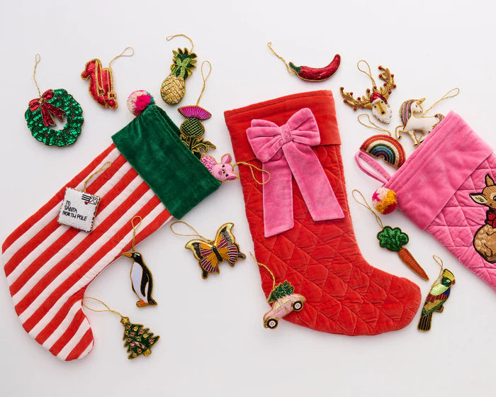 Christmas Bow Velvet Stocking | Kip & Co