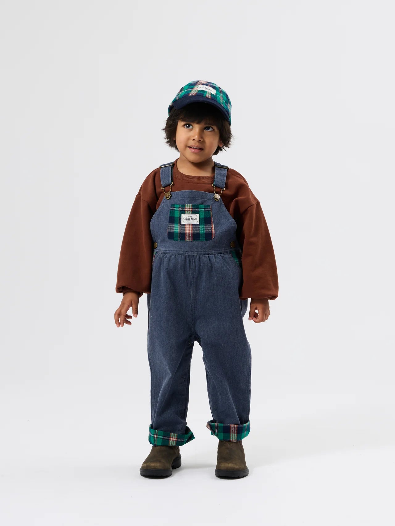AUSTIN GREEN CHECK OVERALLS | Goldie + Ace
