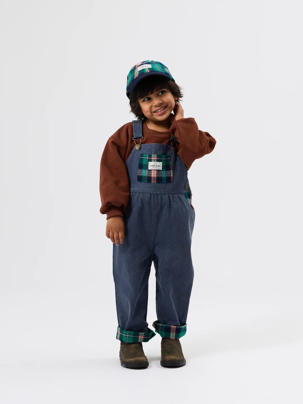 AUSTIN GREEN CHECK OVERALLS | Goldie + Ace