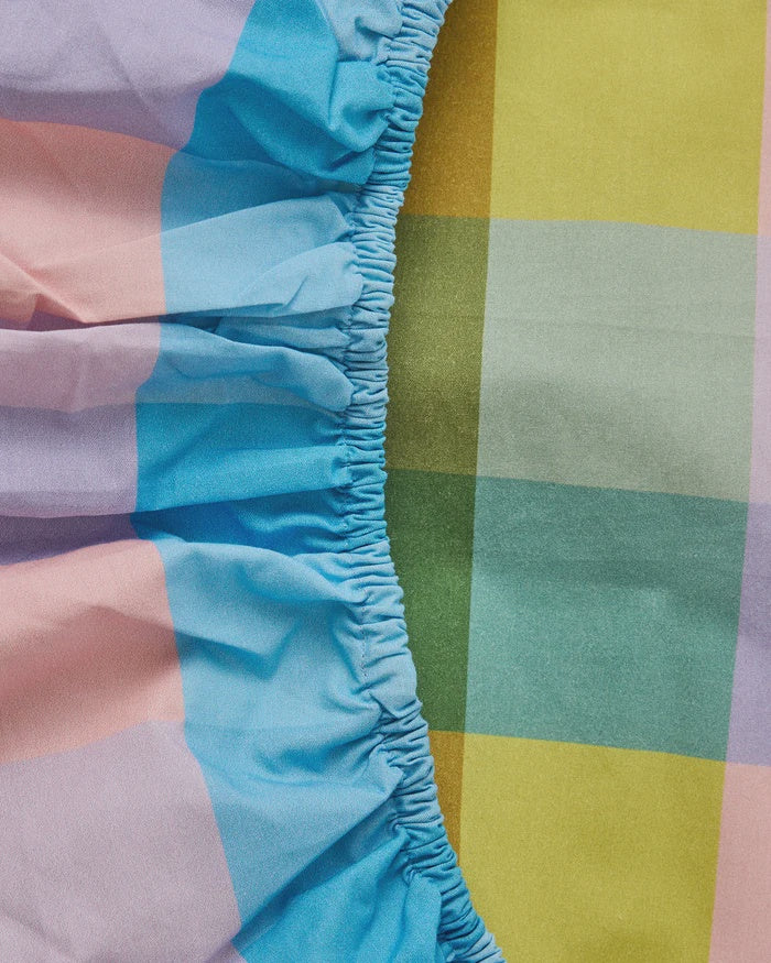 Sorbet Tartan Organic Cotton Baby Fitted Sheet - Cot | Kip & Co