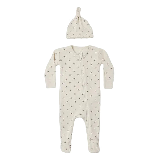 Waffle Sleep Set Fall Ditsy - Natural | Quincy Mae