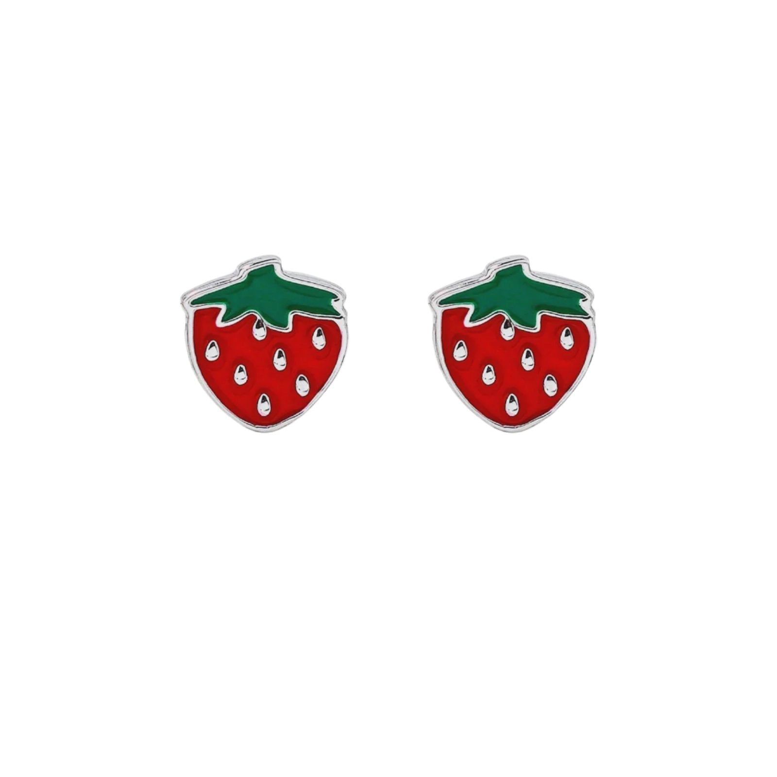 Strawberry Enamel Studs - Silver | Silver Linings Collective