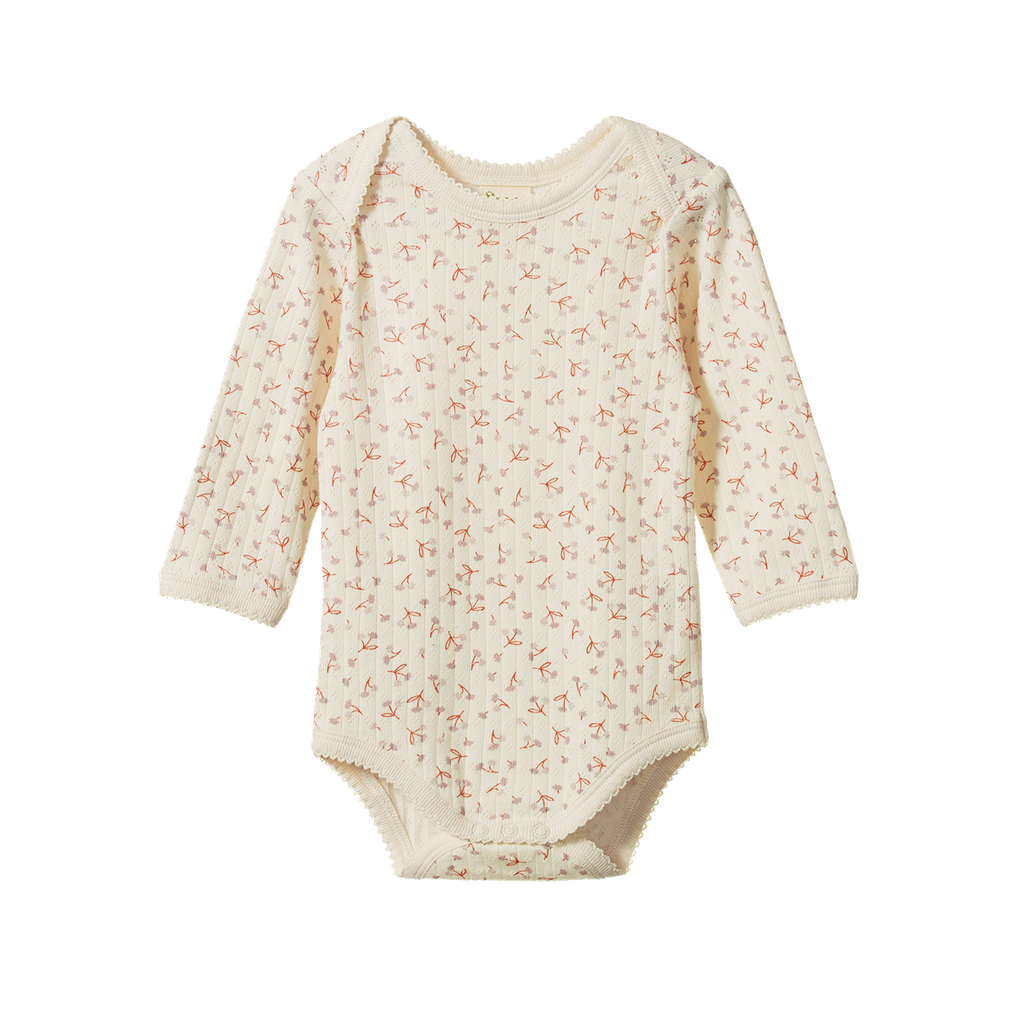 LONG SLEEVE BODYSUIT POINTELLE - Dandelion  Print | Nature Baby