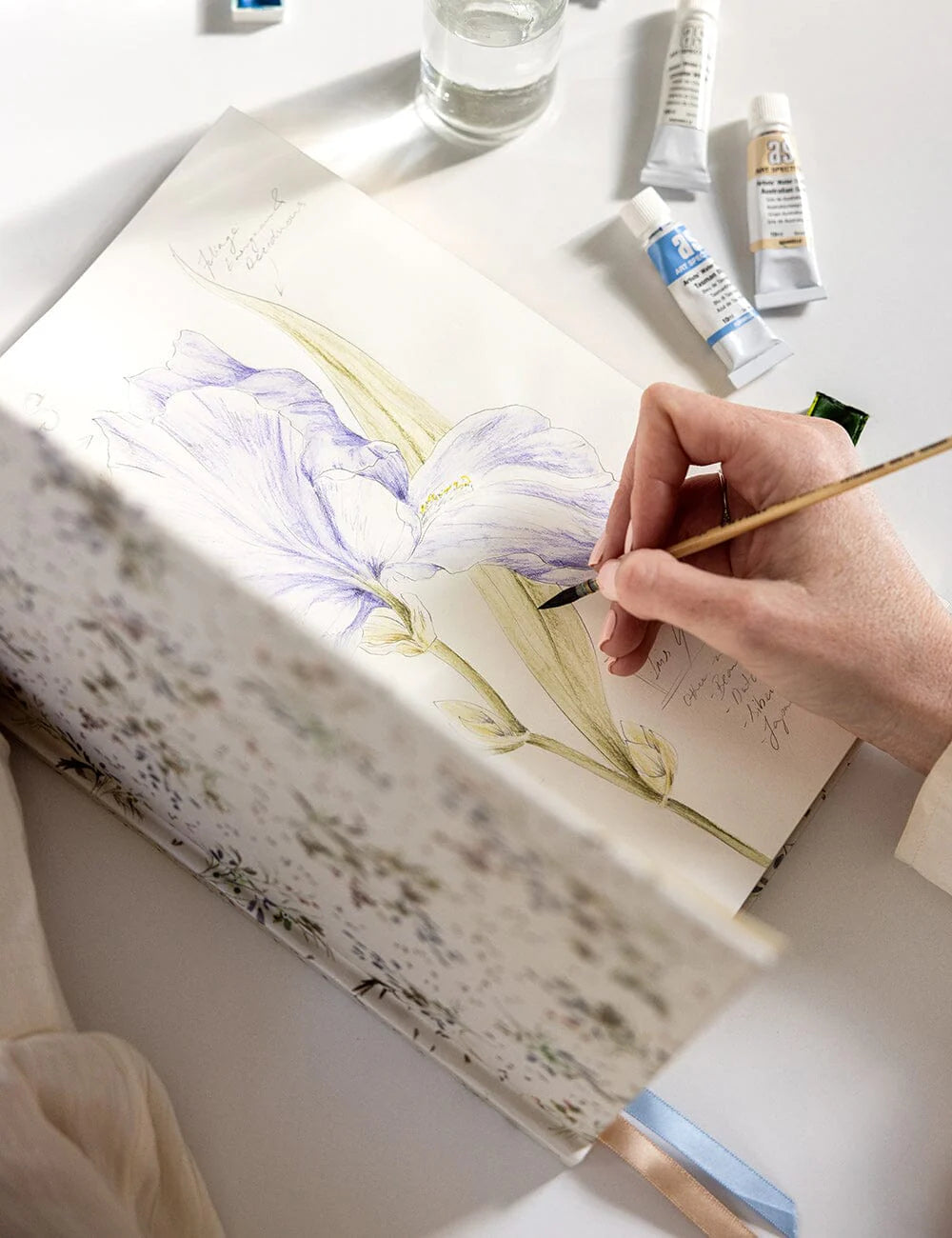 A4 Linen Bound Art Sketch Journal - Waxflower | Bespoke Letterpress