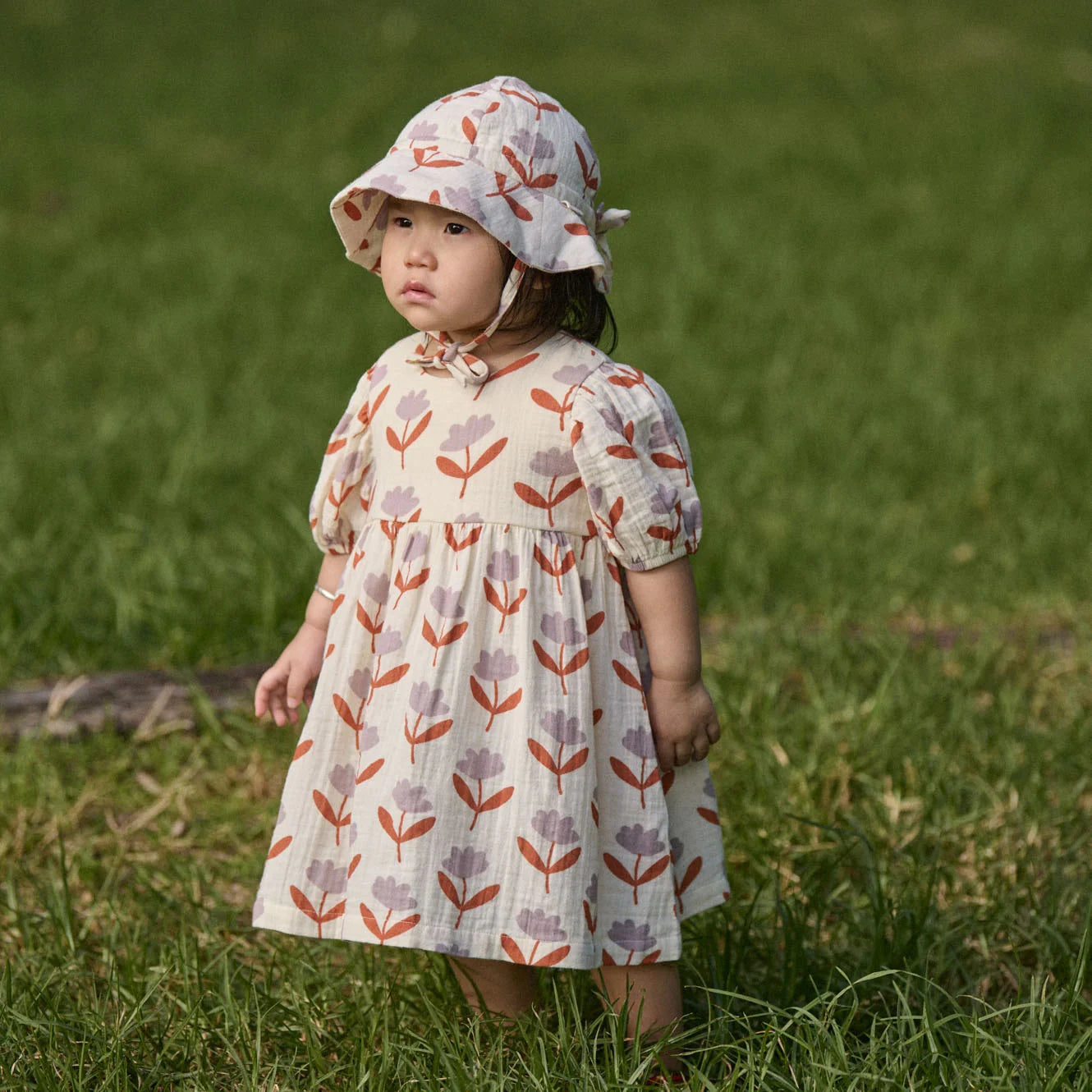 ALBERTINE DRESS MUSLIN - Fleurette Print | Nature Baby