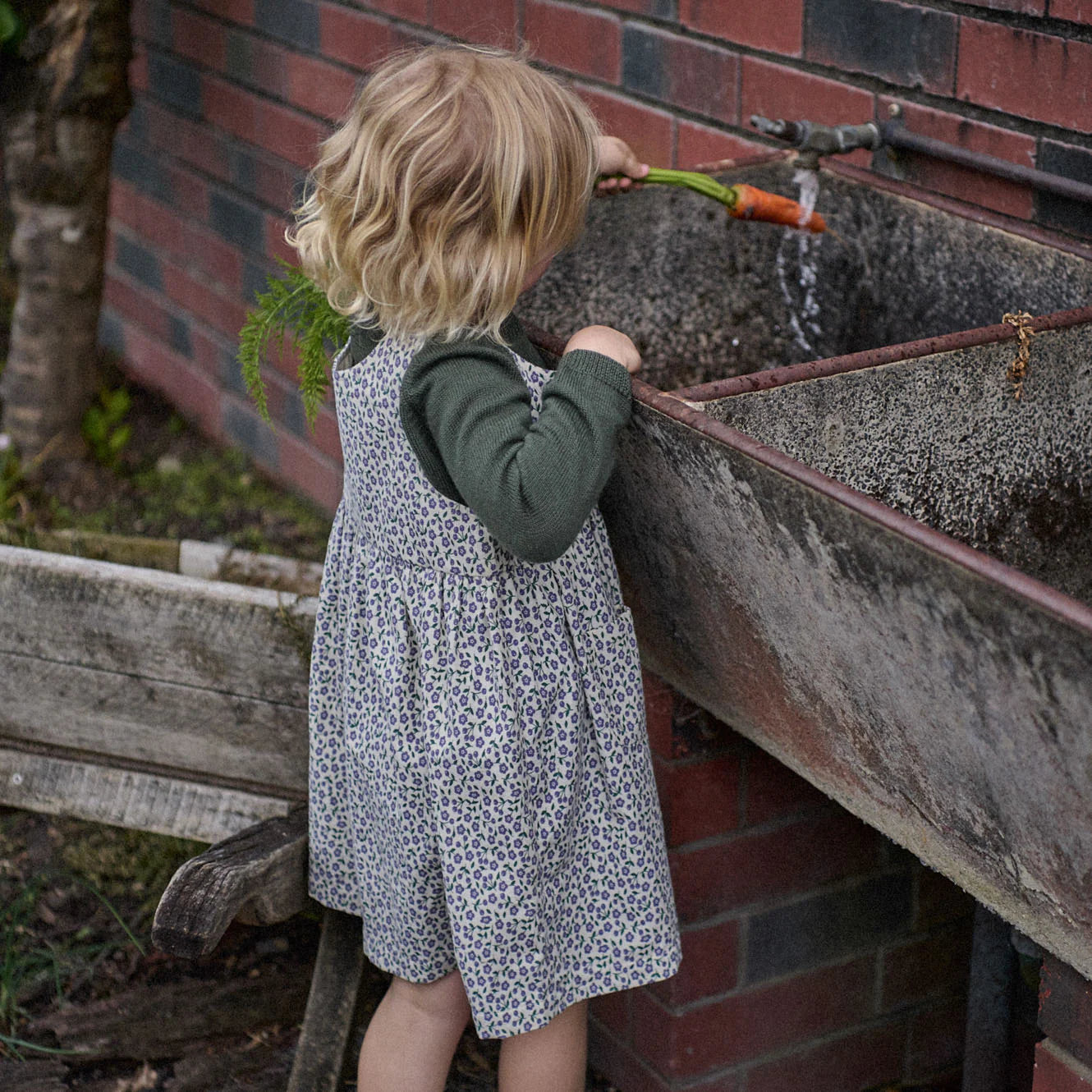 AMELIA PINAFORE - Briarwood Heron Print | Nature Baby