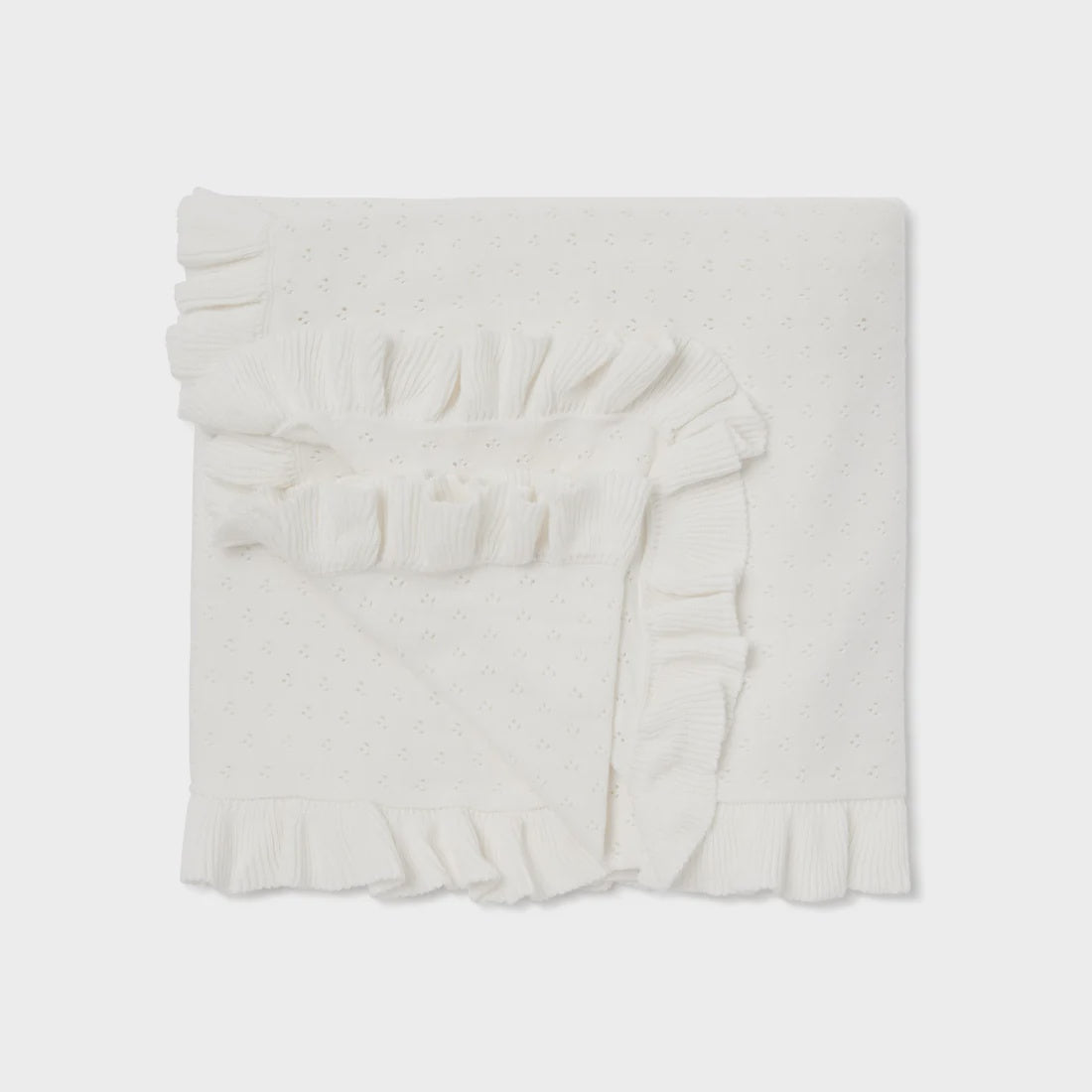 Ivory Ruffle Knit Blanket | Aster & Oak