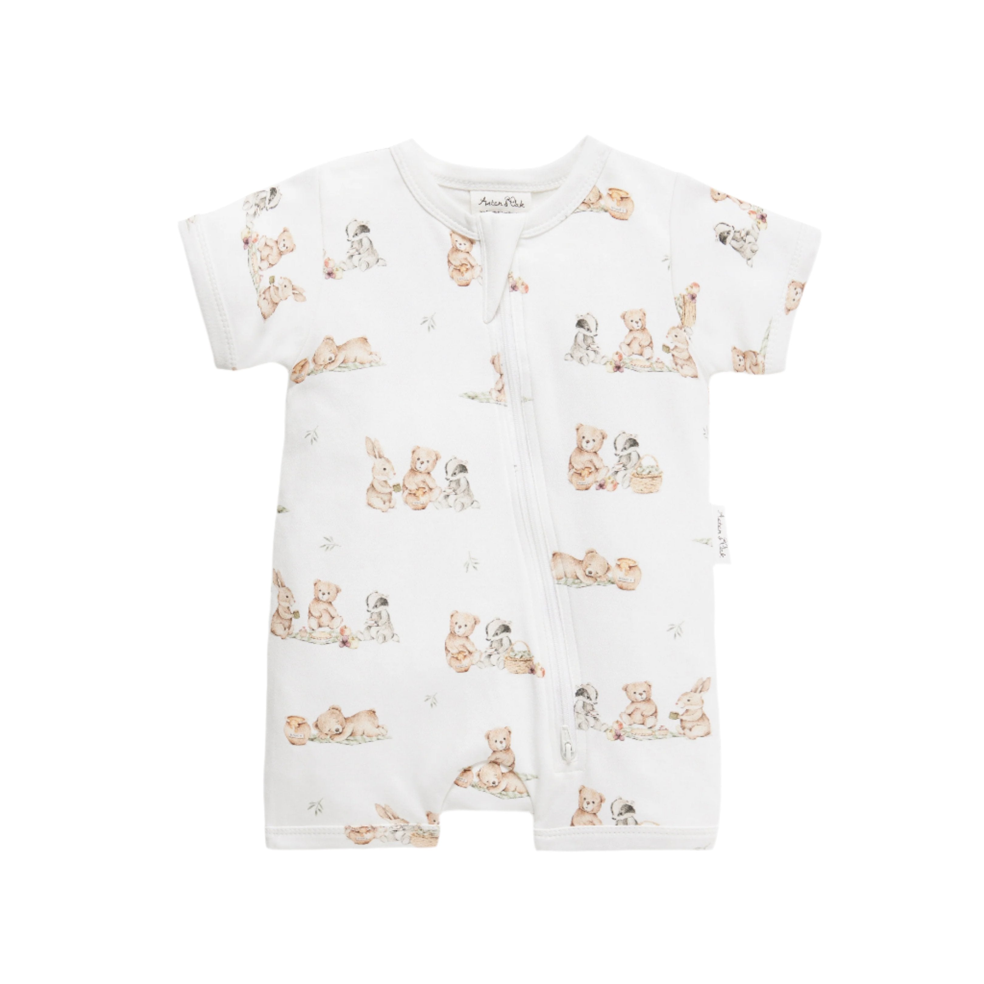 Teddy Picnic Zip Romper | Aster & Oak