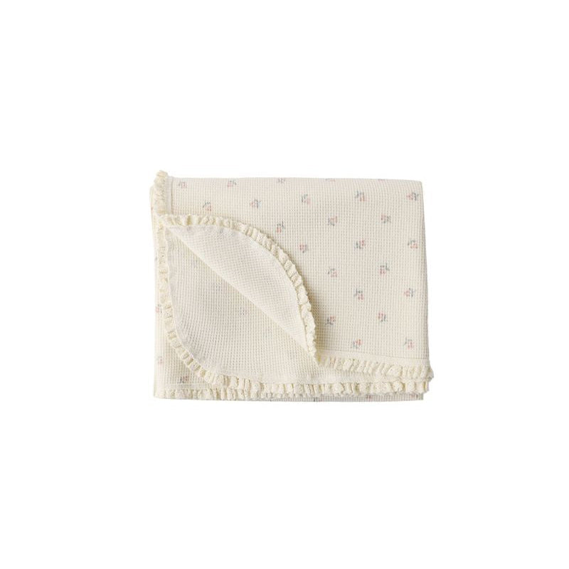 Waffle Baby Blanket - Mauve Ditsy - Natural | Quincy Mae