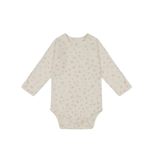 Organic Cotton Long Sleeve Bodysuit - Goldie Egret | Jamie Kay