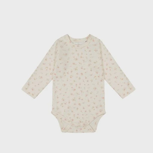 Organic Cotton Long Sleeve Bodysuit - Goldie Egret | Jamie Kay
