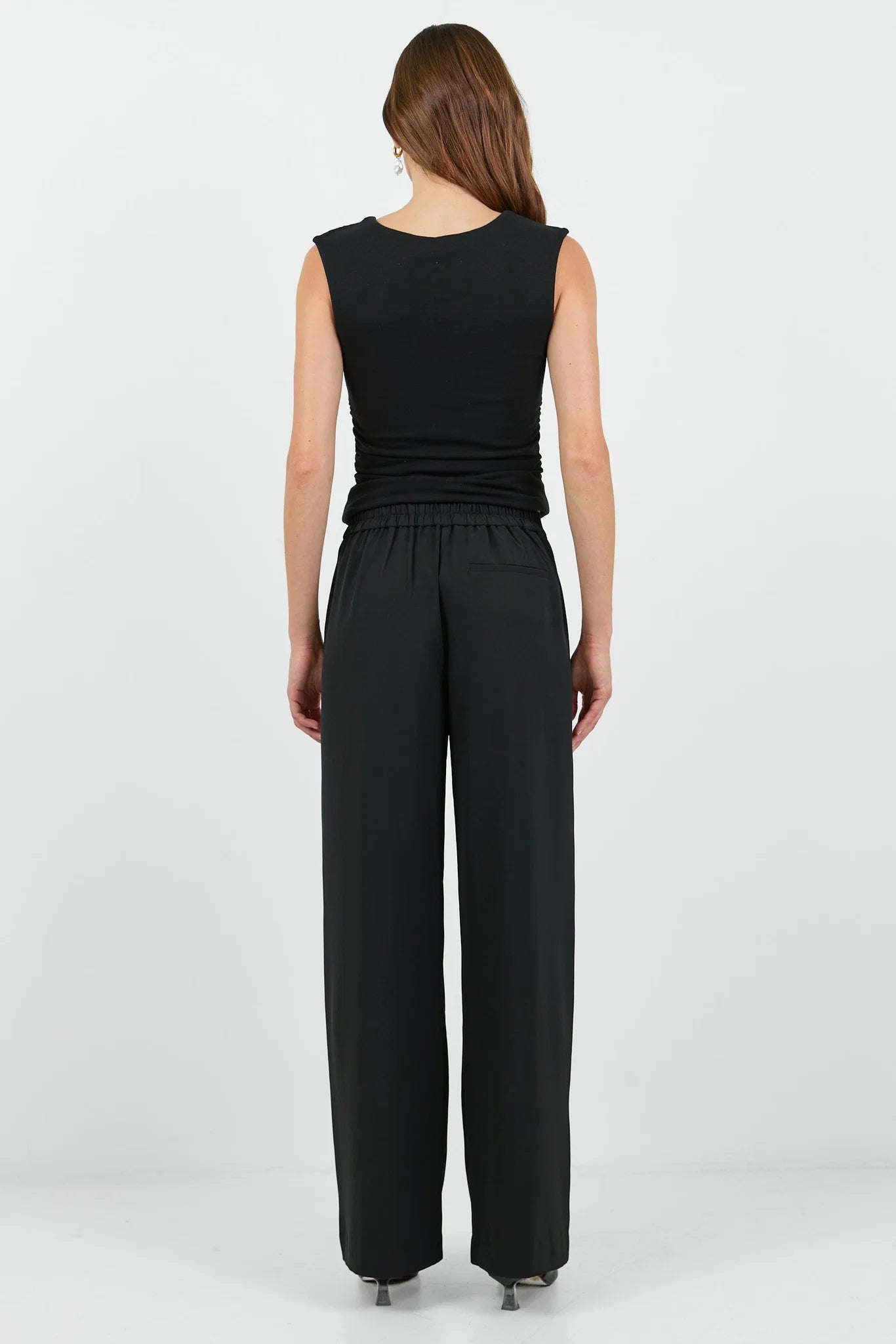Business Black Wide Leg Pleat Front Pants | Among The Brave