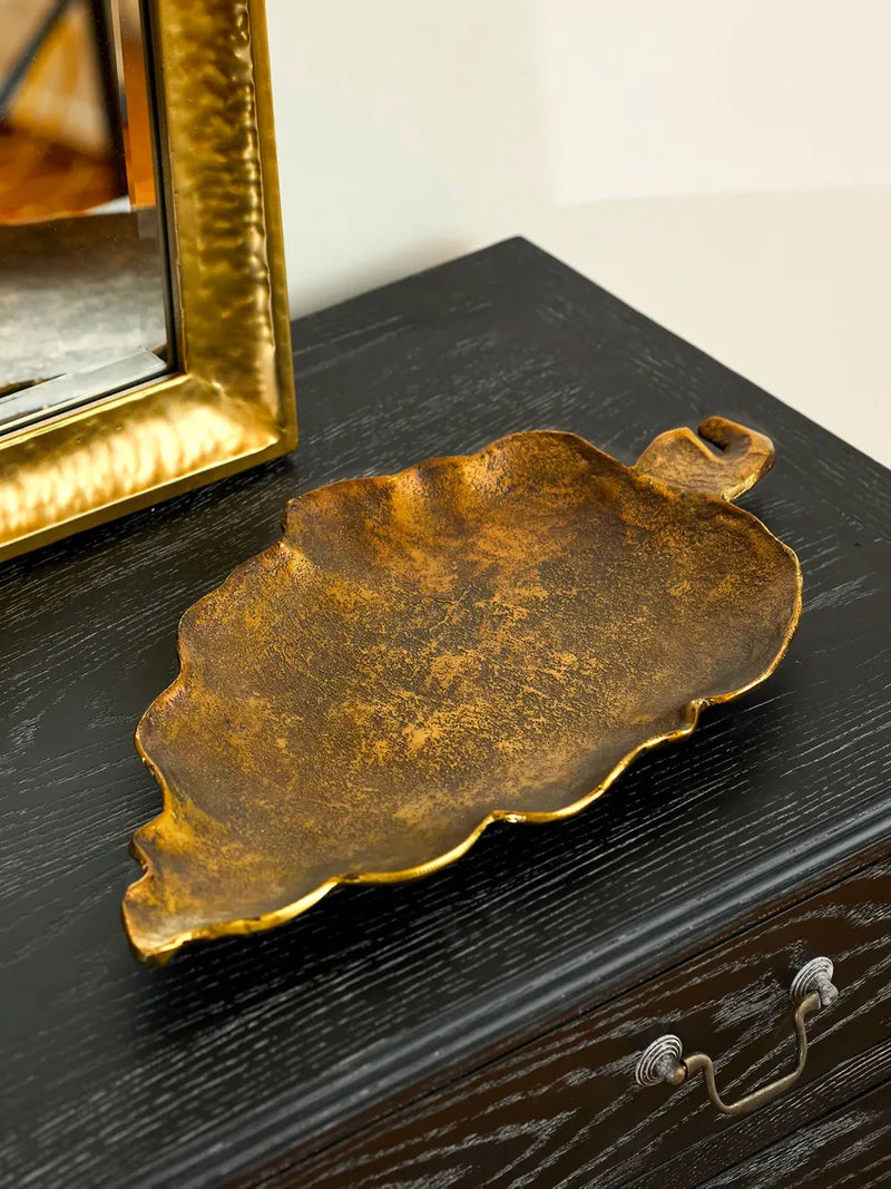 Leaf Plate Aged Gold | French Country