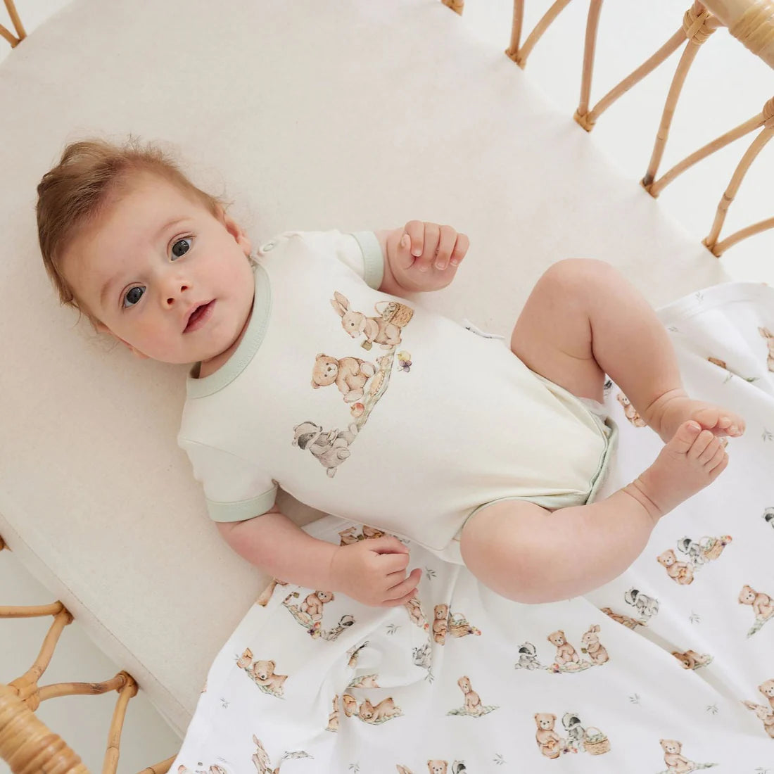 Teddy Picnic Print Onesie | Aster & Oak