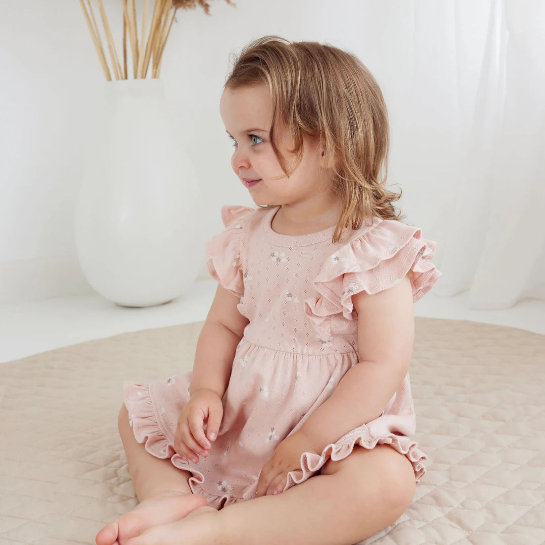 Petal Pointelle Ruffle Dress | Aster & Oak