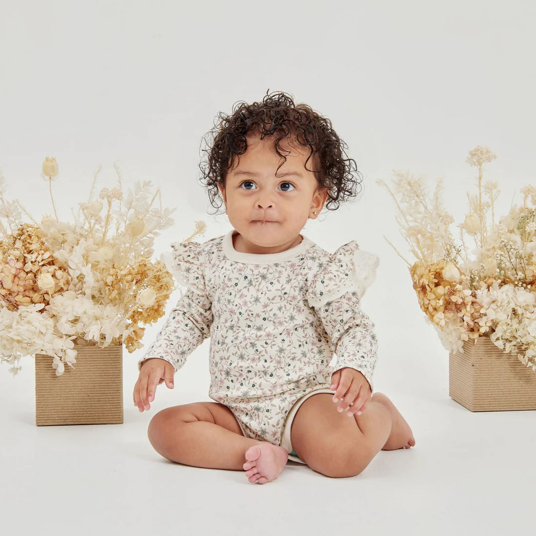 Winter Floral Flutter Onesie | Aster & Oak