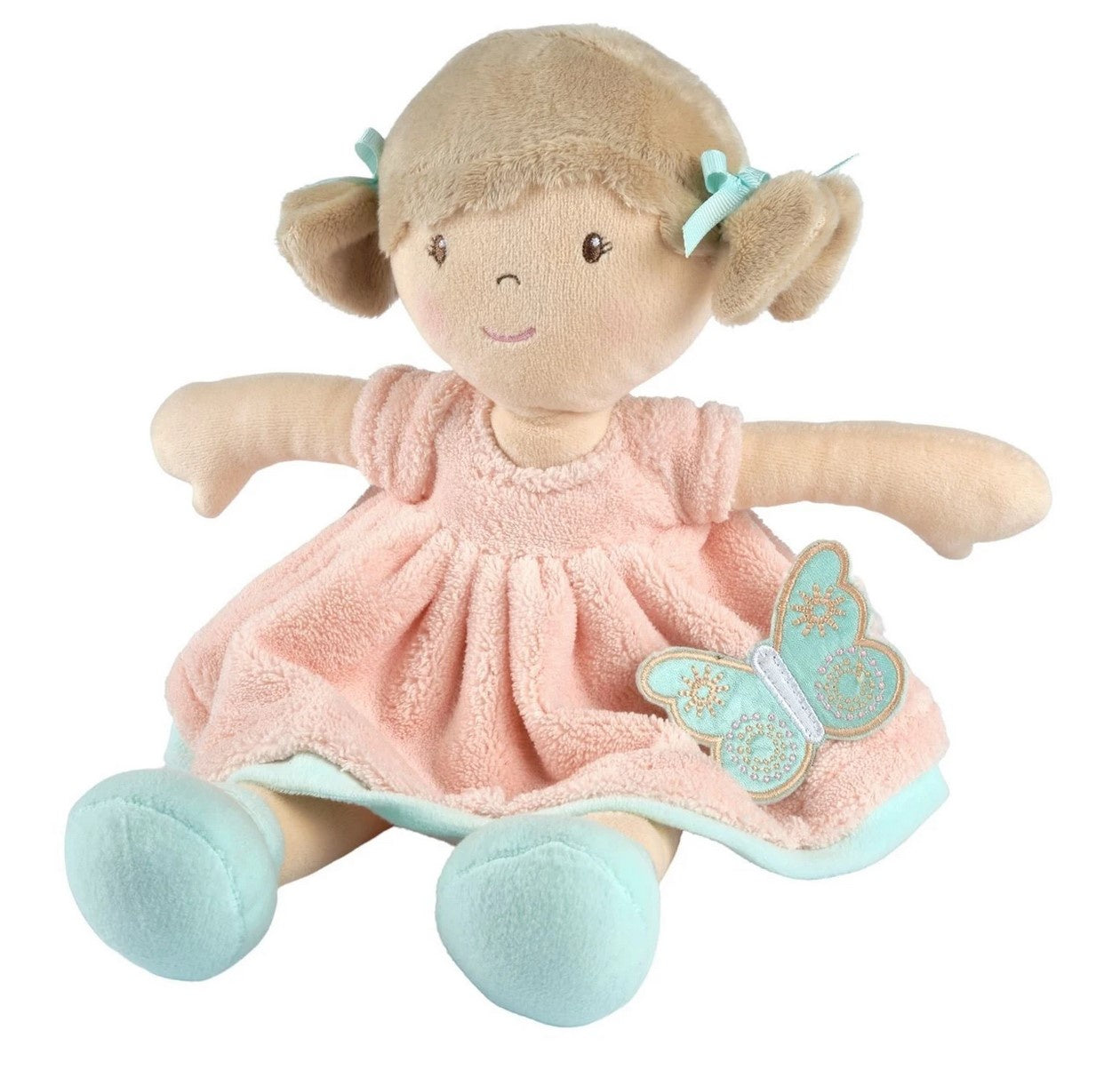 Pia, 35cm Lt. brown hair/peach & blue dress | Tikiri-Bonikka