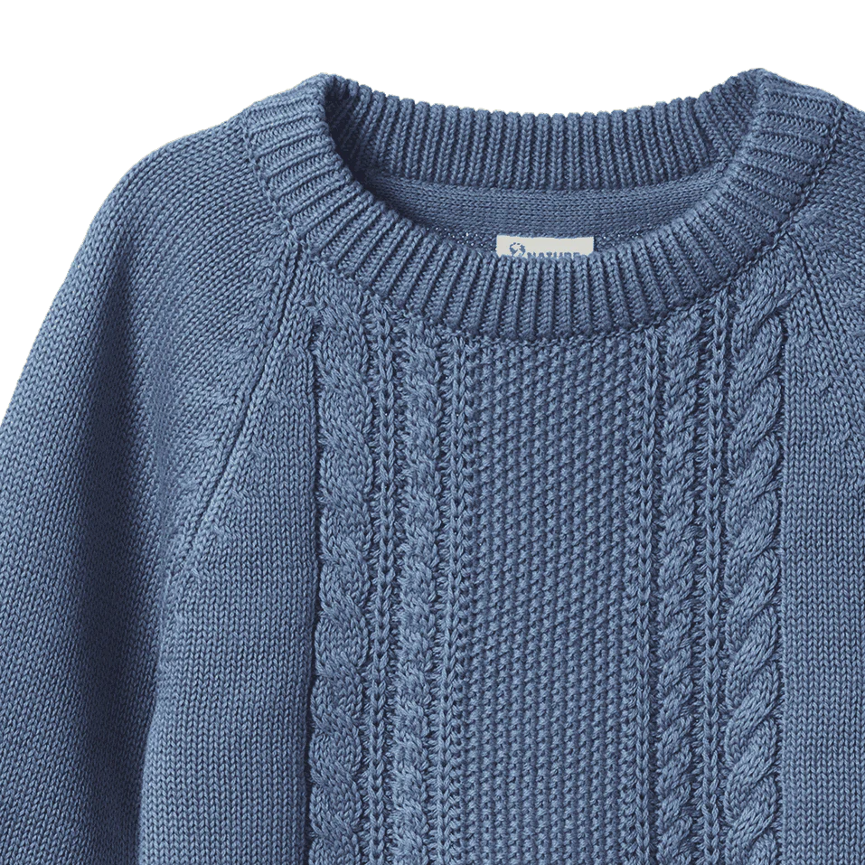 BILLY JUMPER - Dusky Blue Cable Knit | Nature Baby
