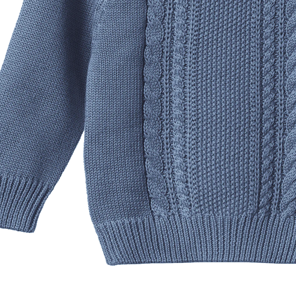 BILLY JUMPER - Dusky Blue Cable Knit | Nature Baby