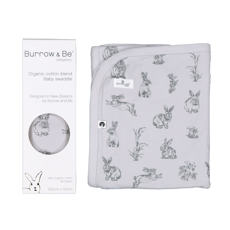 Baby Swaddle - Grey Burrowers | Burrow & Be