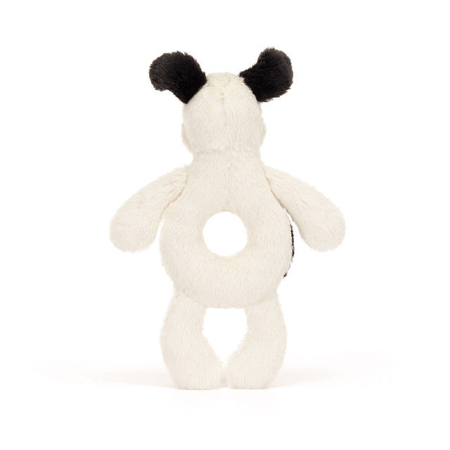 Bashful Black & Cream Puppy Ring Rattle 2x8x18cm | Jellycat